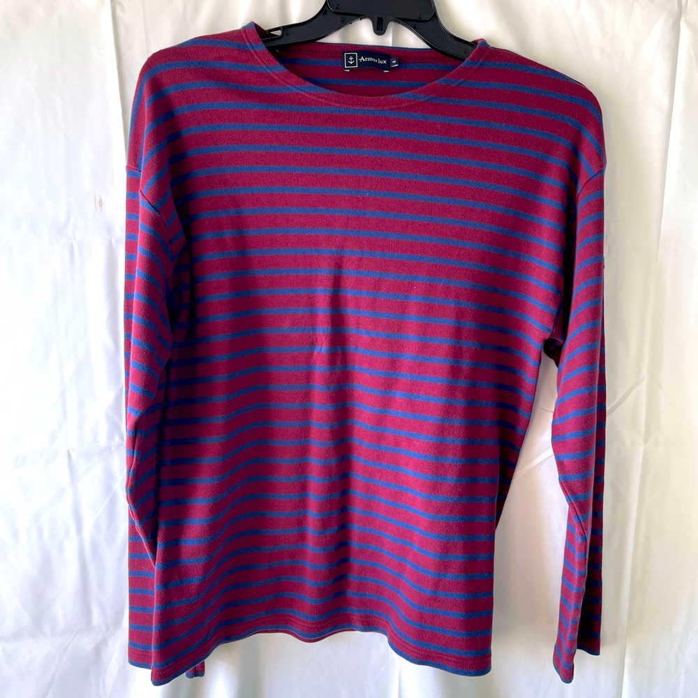 Armor Lux Long Sleeve Stripe T-Shirt Blue Purple Men’s Size Medium